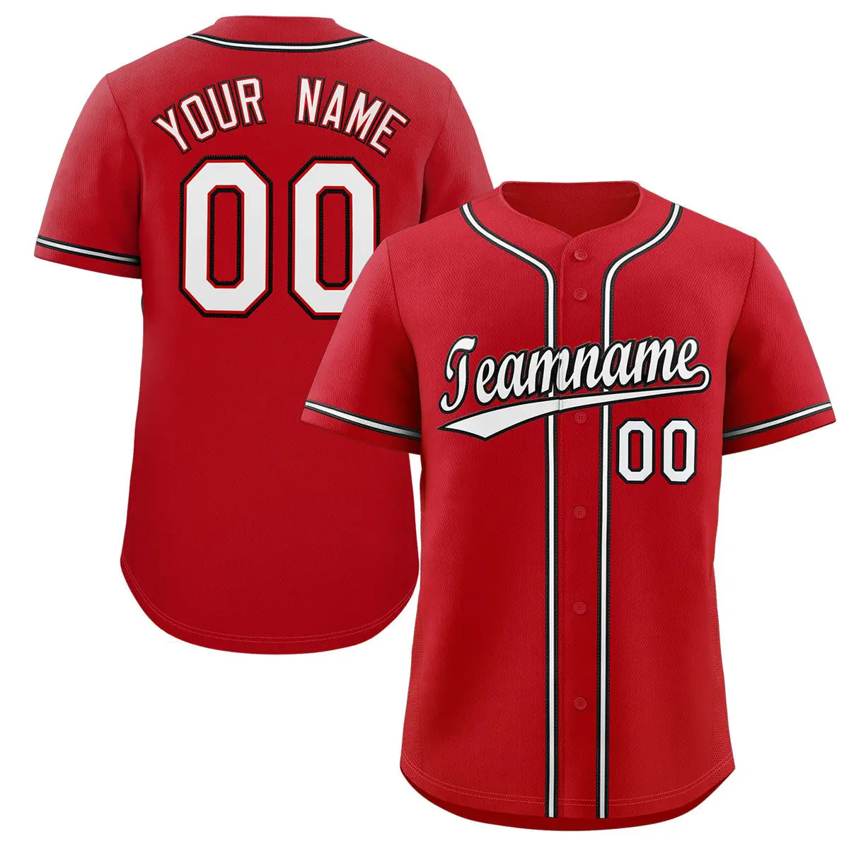 Red White-Black Authentic Classic Baseball Jersey
