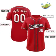 Red White-Black Authentic Classic Baseball Jersey 2