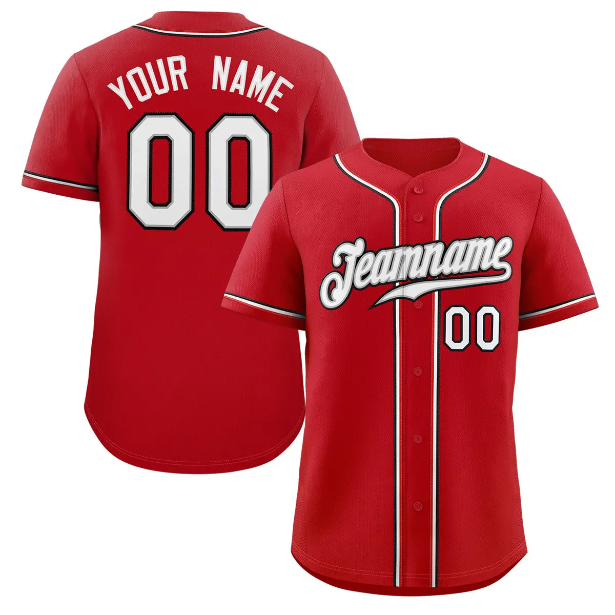 Red White-Black Authentic Classic Baseball Jersey