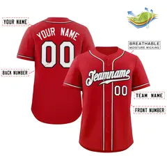 Red White-Black Authentic Classic Baseball Jersey 2