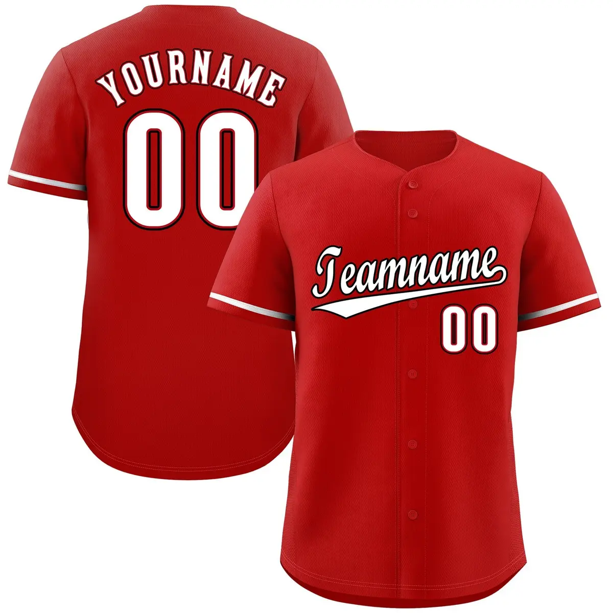 Red White-Black Authentic Classic Baseball Jersey