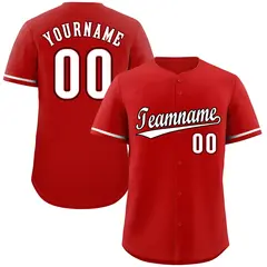 Red White-Black Authentic Classic Baseball Jersey 1