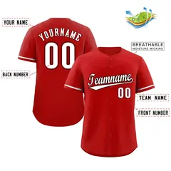Red White-Black Authentic Classic Baseball Jersey 2