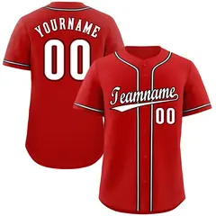 Red White-Black Authentic Classic Baseball Jersey 1