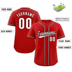 Red White-Black Authentic Classic Baseball Jersey 2