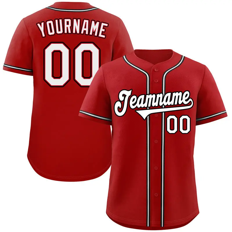 Red White-Black Authentic Classic Baseball Jersey