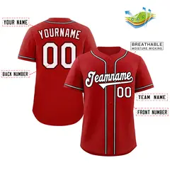 Red White-Black Authentic Classic Baseball Jersey 2