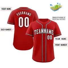 Red White-Black Authentic Classic Baseball Jersey 2