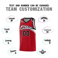 Red White-Black Chest Color Block Basketball Jersey 4