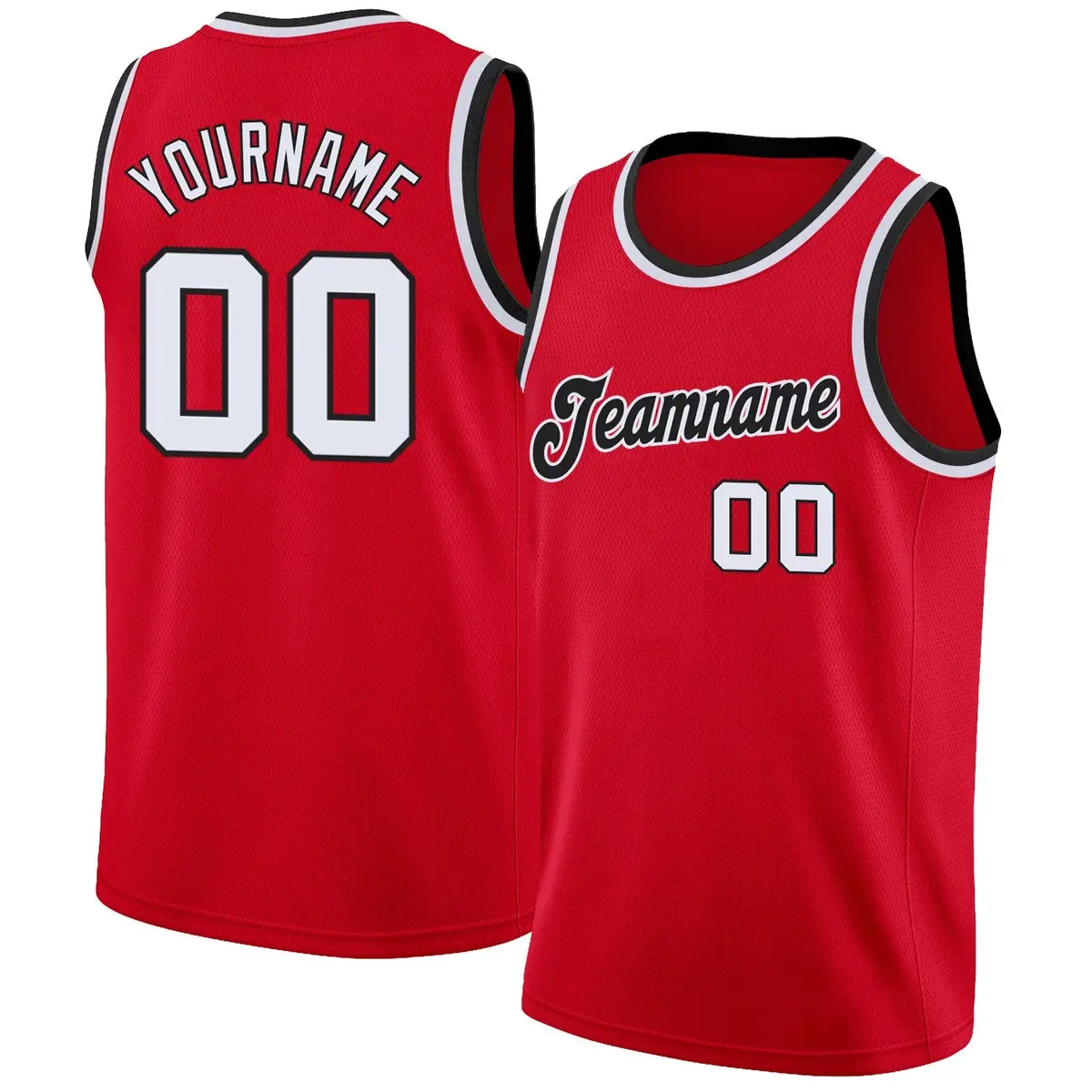 Red White Black Classic Athletic Casual Basketball Jersey