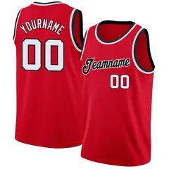 Red White Black Classic Athletic Casual Basketball Jersey 1