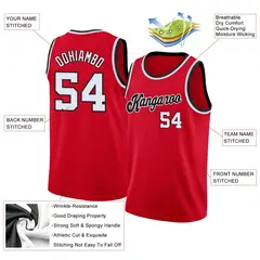 Red White Black Classic Athletic Casual Basketball Jersey 2