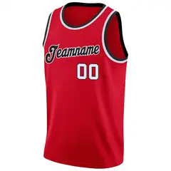 Red White Black Classic Athletic Casual Basketball Jersey 5