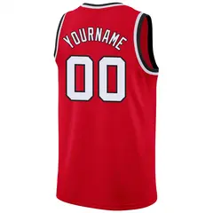 Red White Black Classic Athletic Casual Basketball Jersey 6