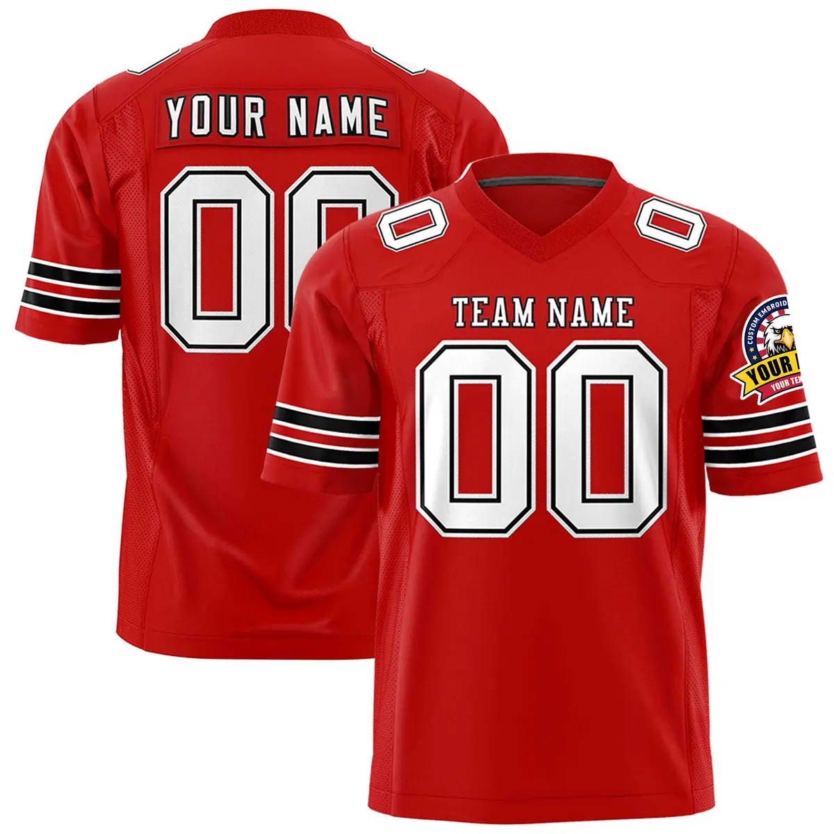 Red White-Black Classic Authentic Football Jersey