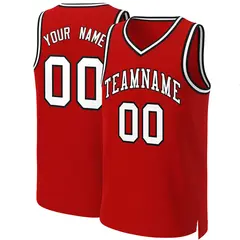 Red White-Black Classic Basketball Jersey