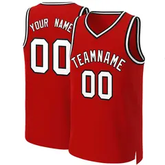 Red White-Black Classic Basketball Jersey 1