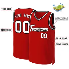 Red White-Black Classic Basketball Jersey 2