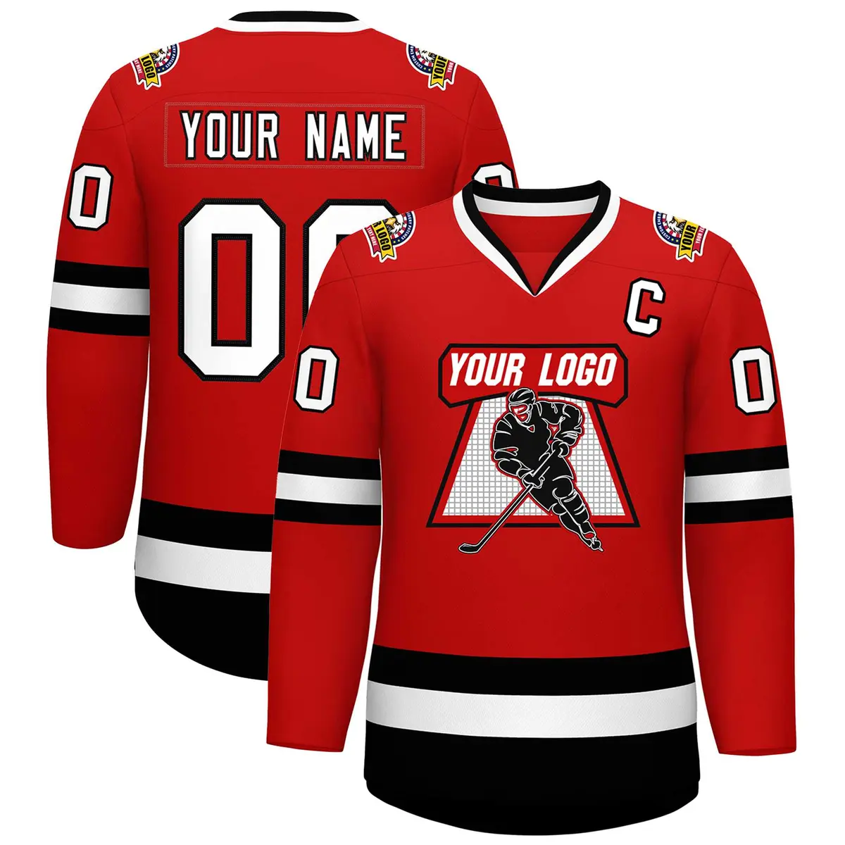 Red White-Black Classic Hockey Jersey