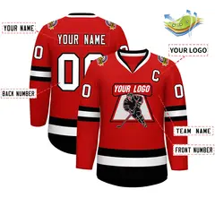 Red White-Black Classic Hockey Jersey 3