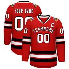 Red White-Black Classic Hockey Jersey