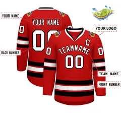 Red White-Black Classic Hockey Jersey 2