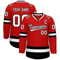 Red White-Black Classic Hockey Jersey