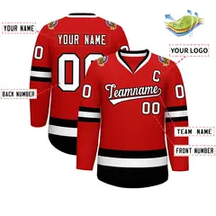 Red White-Black Classic Hockey Jersey 2