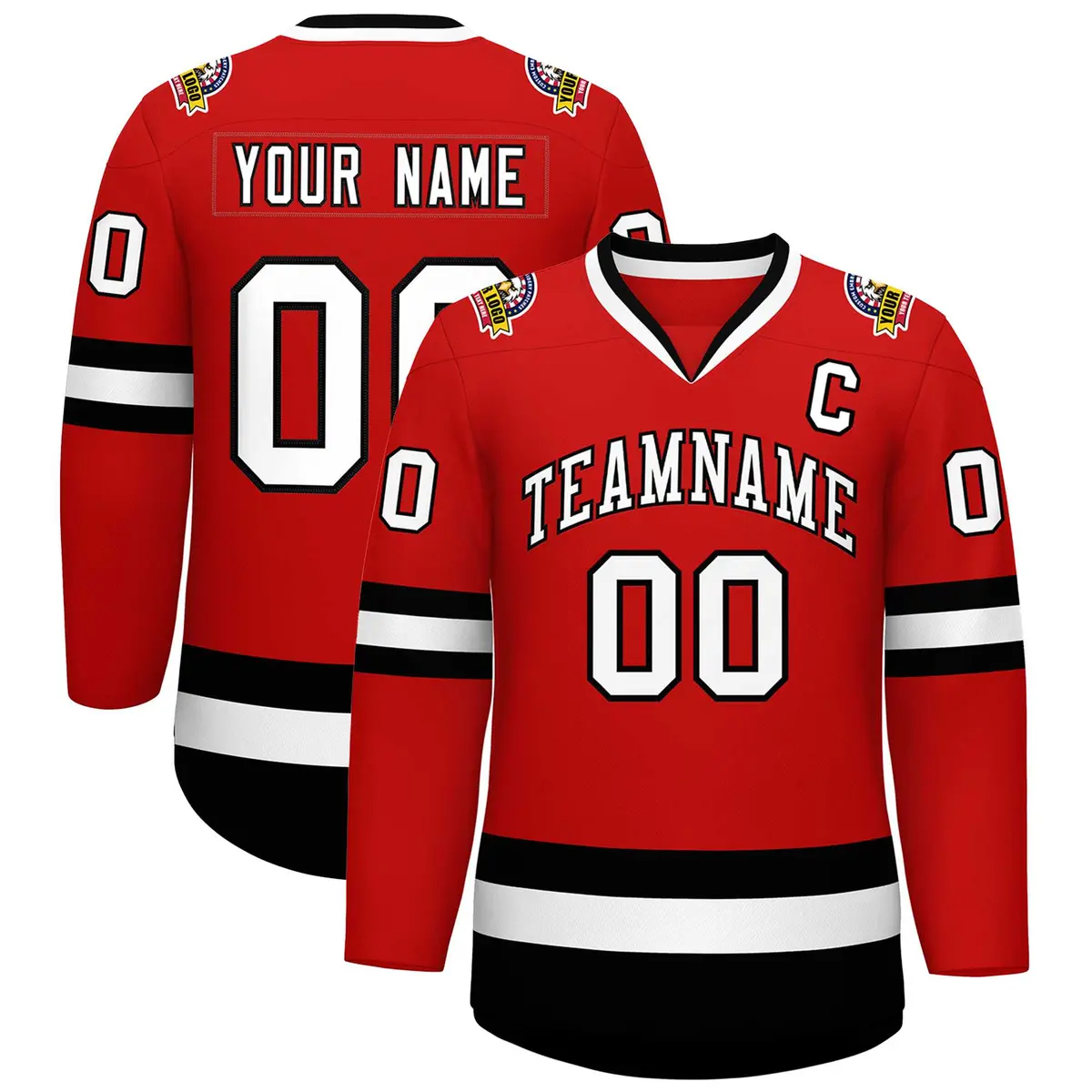 Red White-Black Classic Hockey Jersey