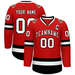 Red White-Black Classic Hockey Jersey