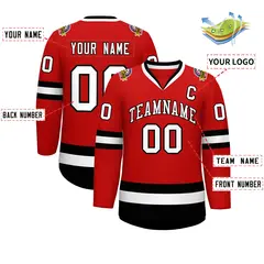 Red White-Black Classic Hockey Jersey 2