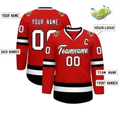 Red White-Black Classic Hockey Jersey 2