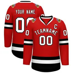 Red White-Black Classic Hockey Jersey 1