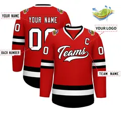 Red White-Black Classic Hockey Jersey 2