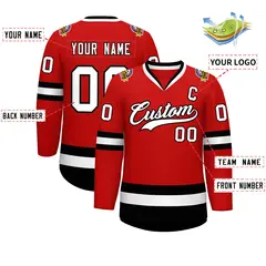 Red White-Black Classic Hockey Jersey 2