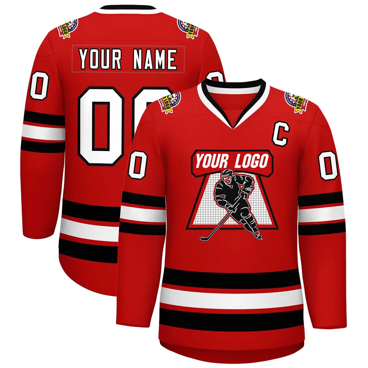 Red White-Black Classic Hockey Jersey