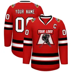 Red White-Black Classic Hockey Jersey 1