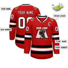 Red White-Black Classic Hockey Jersey 2