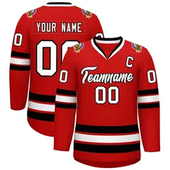 Red White-Black Classic Hockey Jersey