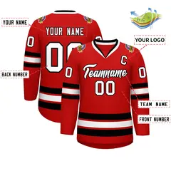 Red White-Black Classic Hockey Jersey 2