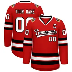 Red White-Black Classic Hockey Jersey