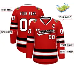 Red White-Black Classic Hockey Jersey 2