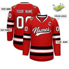 Red White-Black Classic Hockey Jersey 2