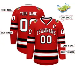 Red White-Black Classic Hockey Jersey 2