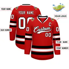 Red White-Black Classic Hockey Jersey 2