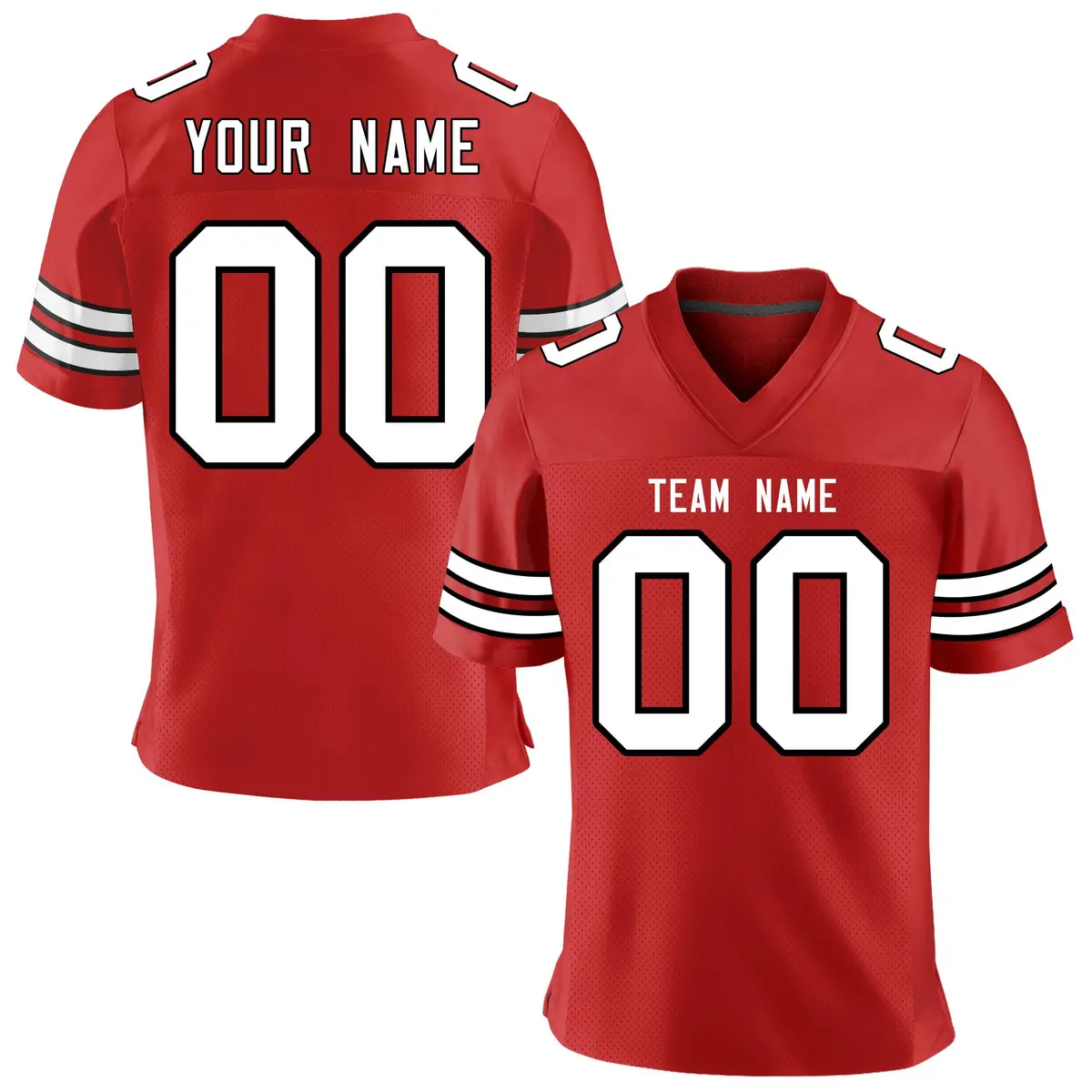 Red White-Black Classic Mesh Authentic Football Jersey