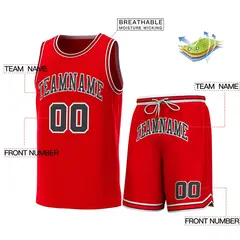 Red White-Black Classic Sets Basketball Jersey 2