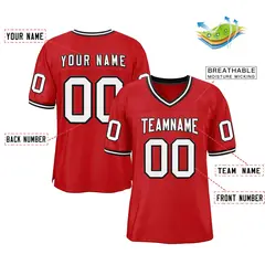 Red White-Black Classic Style Authentic Football Jersey 2