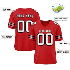 Red White-Black Classic Style Authentic Football Jersey 2