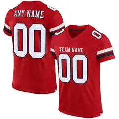 Red White-Black Classic Style Mesh Authentic Football Jersey 1